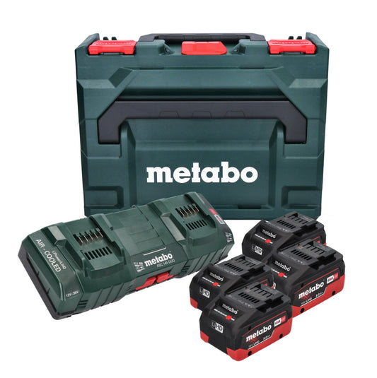 Metabo Basis Set 4x Li-Power Akkupack 18 V 8,0 Ah CAS Li-Ion Akku ( 685135000 ) + DUO Doppel Ladegerät ASC 145 + metaBOX - Toolbrothers