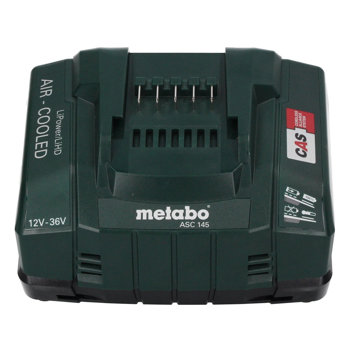 Metabo Basis Set 2x Li-Power Akkupack 18 V 10,0 Ah CAS Li-Ion Akku ( 685142590 ) + Ladegerät ASC 145 + metaBOX