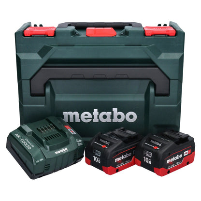 Metabo Basis Set 2x Li-Power Akkupack 18 V 10,0 Ah CAS Li-Ion Akku ( 685142590 ) + Ladegerät ASC 145 + metaBOX