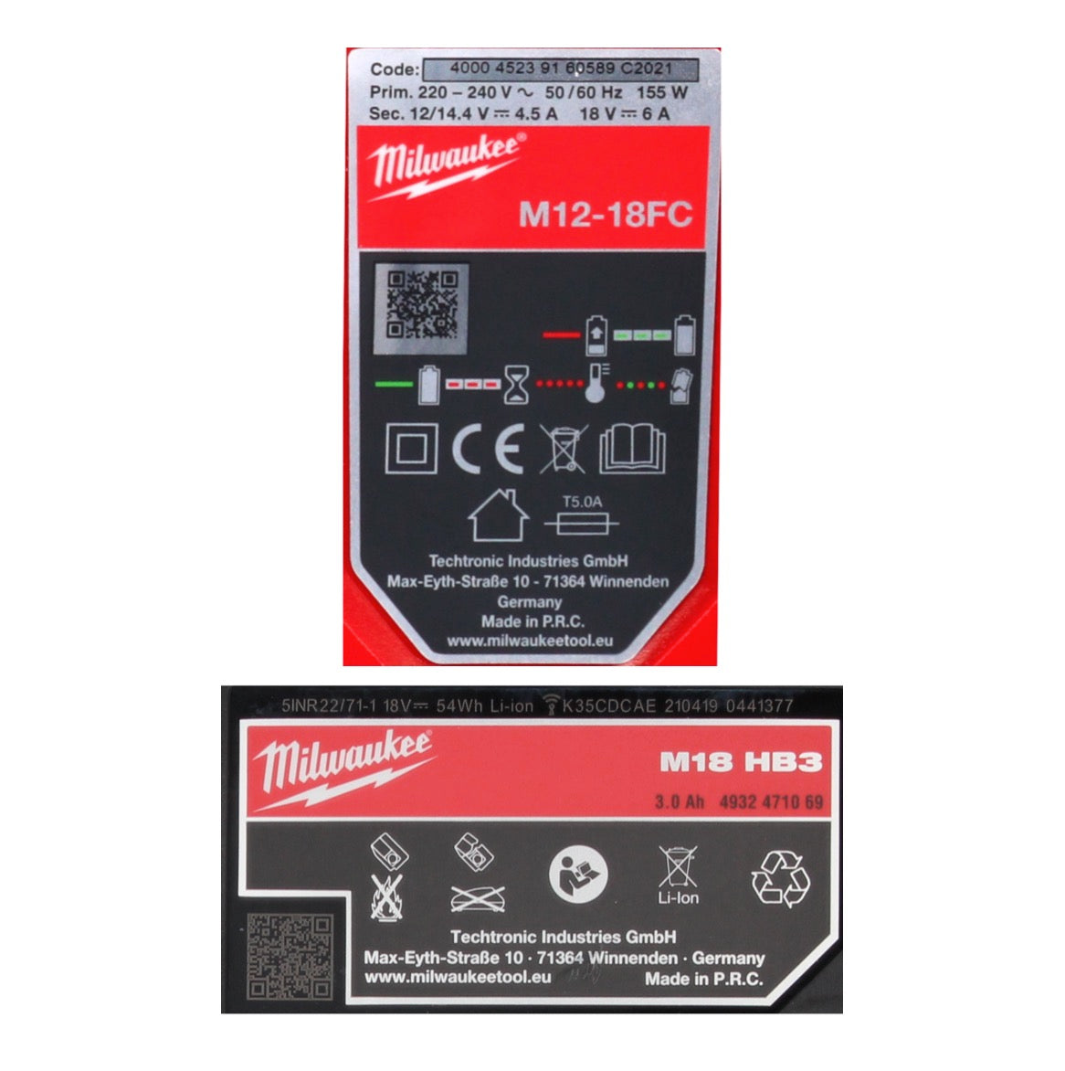 Milwaukee M18 NRG-302 Akku Starter Set High Output 2x 18 V 3,0 Ah / 3000 mAh Li-Ion Akku ( 2x 4932471069 ) + M12-18FC Ladegerät ( 4932451079 ) - Toolbrothers