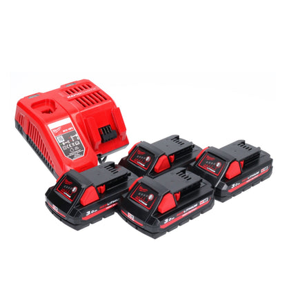 Milwaukee M18 NRG-304 Akku Starter Set High Output 4x 18 V 3,0 Ah / 3000 mAh Li-Ion Akku ( 4x 4932471069 ) + M12-18FC Ladegerät ( 4932451079 ) - Toolbrothers