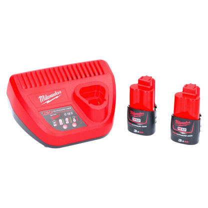 Compresseur de batterie Milwaukee M12 BI-302C 12 V + 2x batteries 3,0 Ah + chargeur