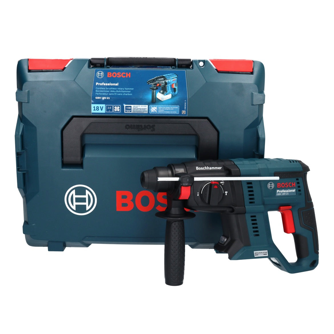 Bosch GBH 18V-21 Professional Akku Bohrhammer 18 V 2,0 J Brushless ( 0611911101 ) + L-BOXX - ohne Akku, ohne Ladegerät