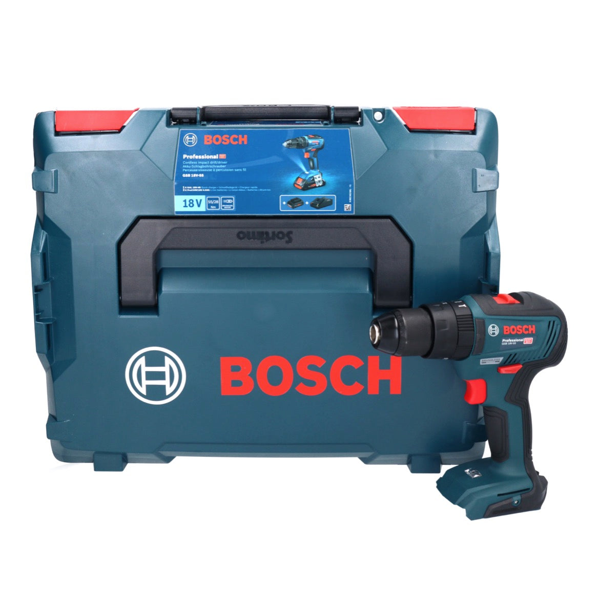 Bosch GSB 18V-55 Professional Perceuse à percussion sans fil 18 V 55 Nm sans balais + L-Boxx - sans batterie, sans chargeur (06019H5303)