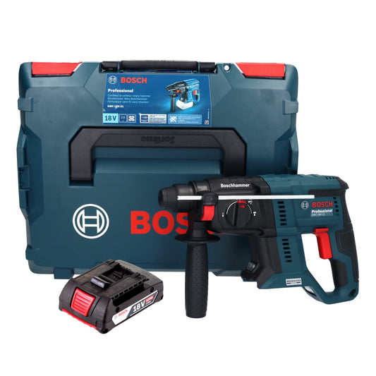 Bosch GBH 18V-21 Professional Akku Bohrhammer 18 V 2,0 J Brushless + 1x Akku 2,0 Ah + L-BOXX - ohne Ladegerät