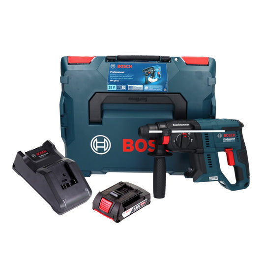 Bosch GBH 18V-21 Professional Akku Bohrhammer 18 V 2,0 J Brushless + 1x Akku 2,0 Ah + Ladegerät + L-BOXX