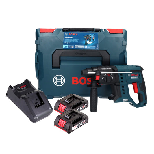Bosch GBH 18V-21 Professional Akku Bohrhammer 18 V 2,0 J Brushless + 2x Akku 2,0 Ah + Ladegerät + L-BOXX