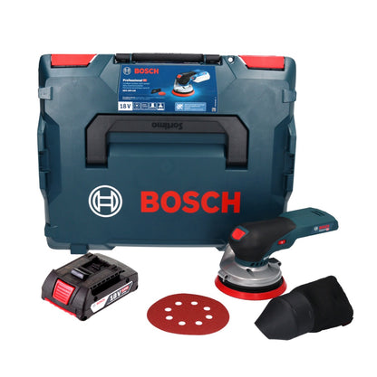 Bosch GEX 18V-125 Ponceuse excentrique professionnelle sur batterie 18 V 125 mm sans balais + 1x batterie 2,0 Ah + L-BOXX - sans chargeur