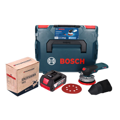 Bosch GEX 18V-125 Professional Akku Exzenterschleifer 18 V 125 mm Brushless + 1x Akku 5,0 Ah + 1x Toolbrothers TURTLE Schleifset + L-BOXX - ohne Ladegerät