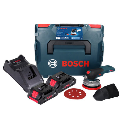 Bosch GEX 18V-125 Ponceuse excentrique à batterie professionnelle 18 V 125 mm sans balais + 2x batterie ProCORE 4,0 Ah + chargeur + L-BOXX