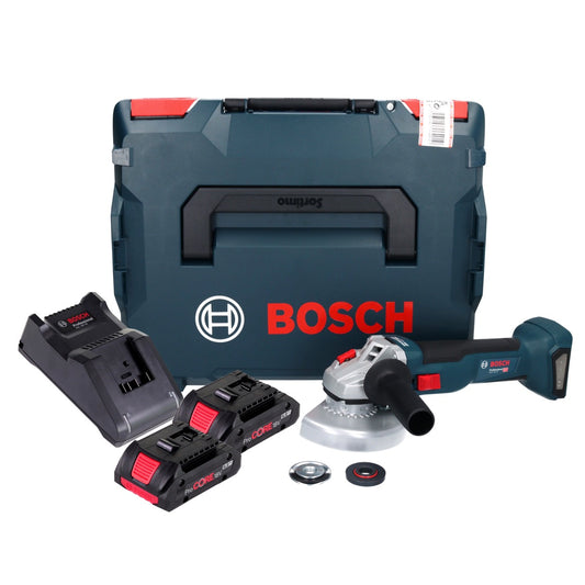 Meuleuse d'angle sans fil Bosch GWS 18V-10 Professional 18 V 125 mm sans balais + 2 batteries ProCORE 4,0 Ah + chargeur + L-Boxx