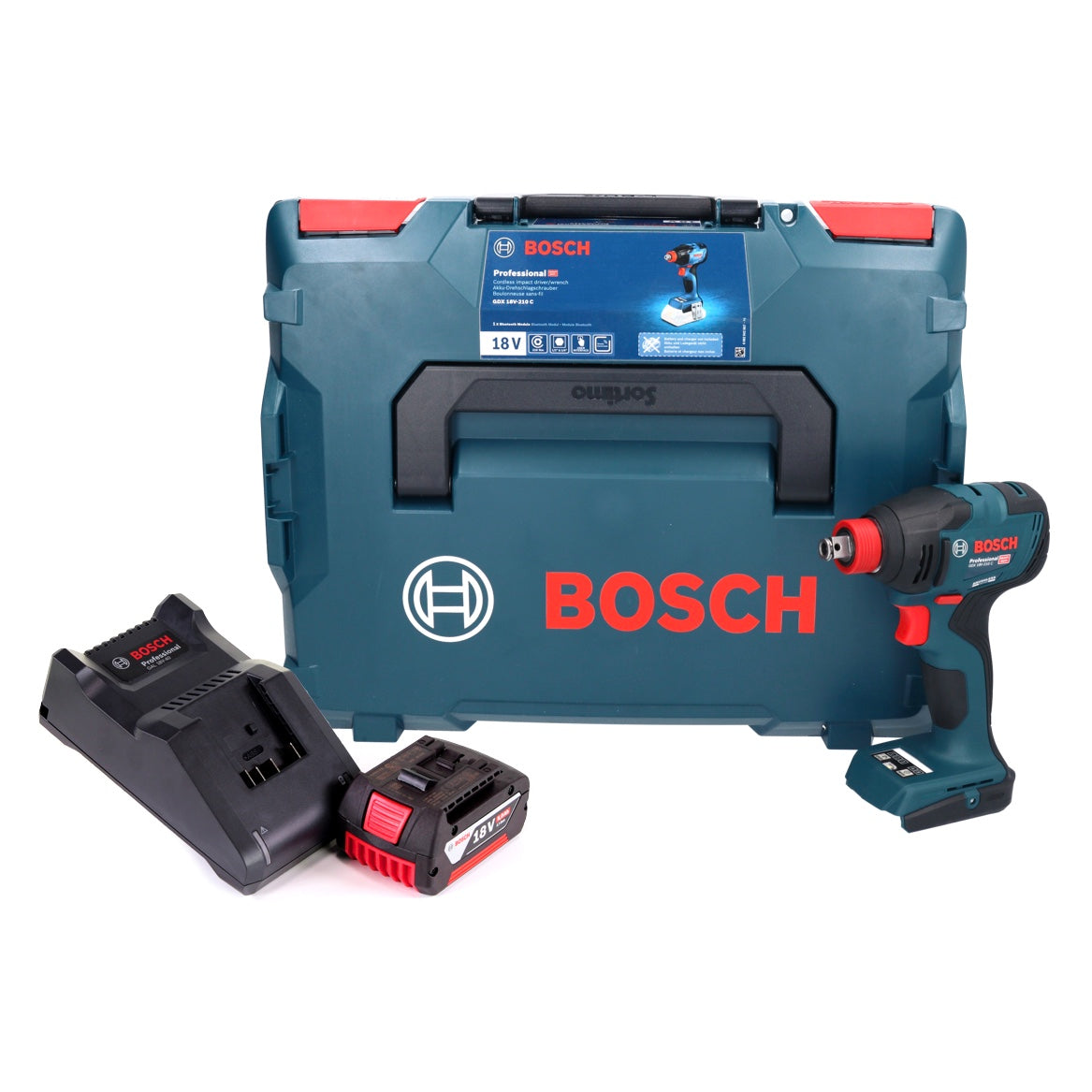 Bosch GDX 18V-210 C Professional Akku Drehschlagschrauber 18 V 210 Nm Brushless + 1x Akku 5,0 Ah + Ladegerät + Connectivity Modul + L-Boxx