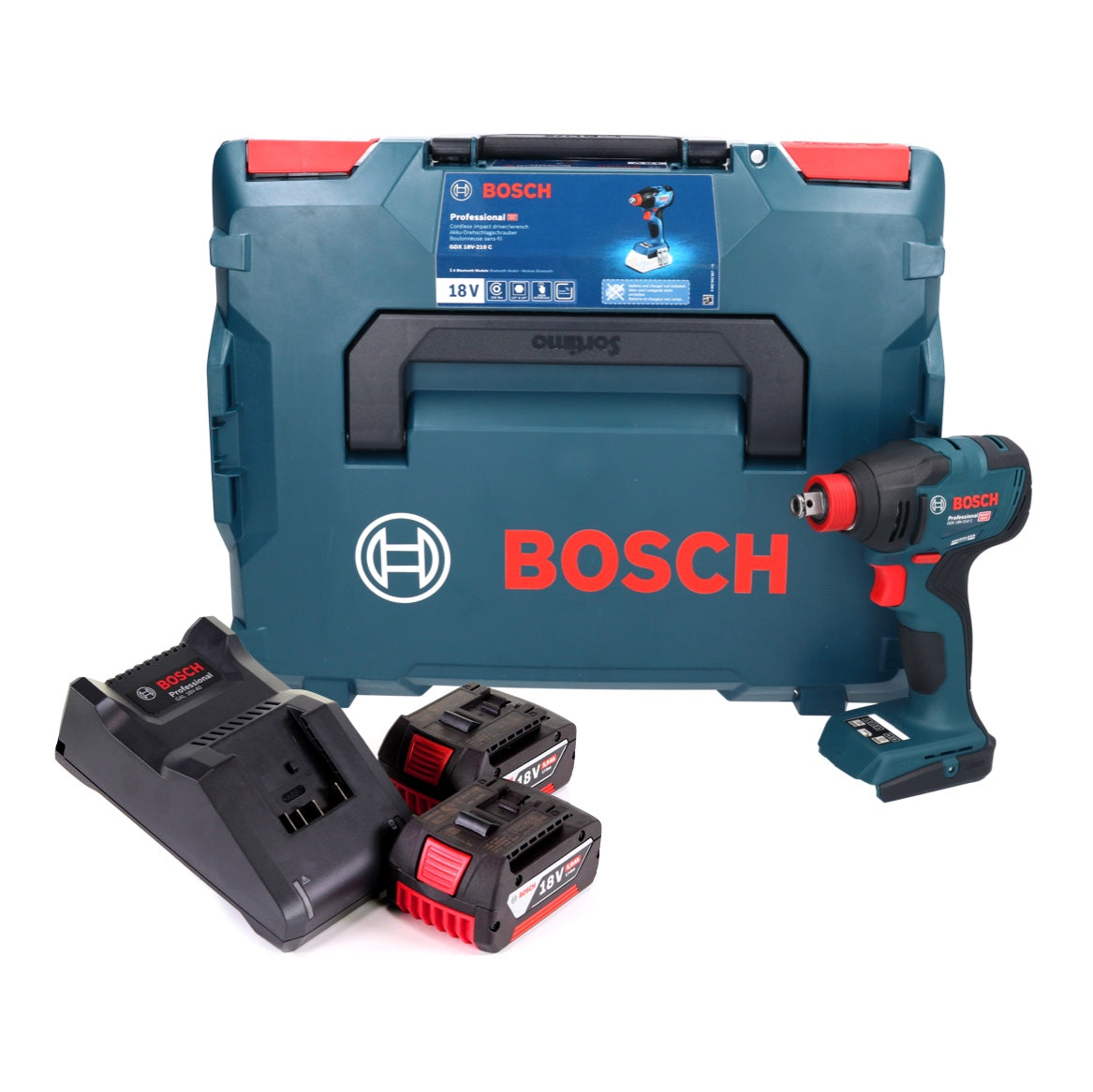 Bosch GDX 18V-210 C Professional Akku Drehschlagschrauber 18 V 210 Nm Brushless + 2x Akku 5,0 Ah + Ladegerät + Connectivity Modul + L-Boxx