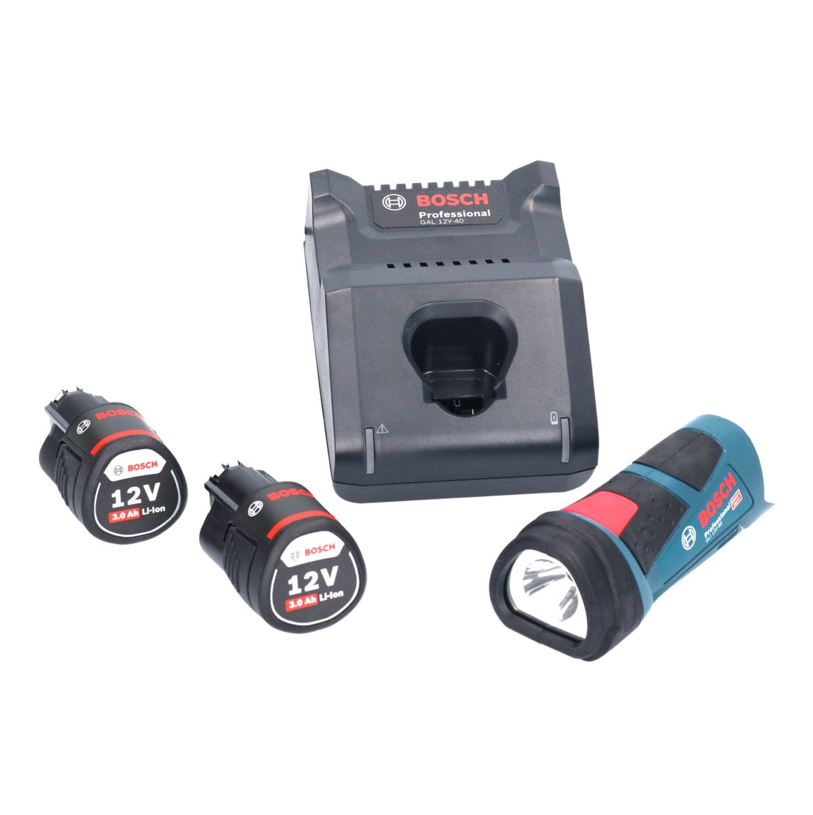 Lampe à batterie Bosch GLI 12V-80 Professional 12 V 80 lumens + 2x batteries 3,0 Ah + chargeur