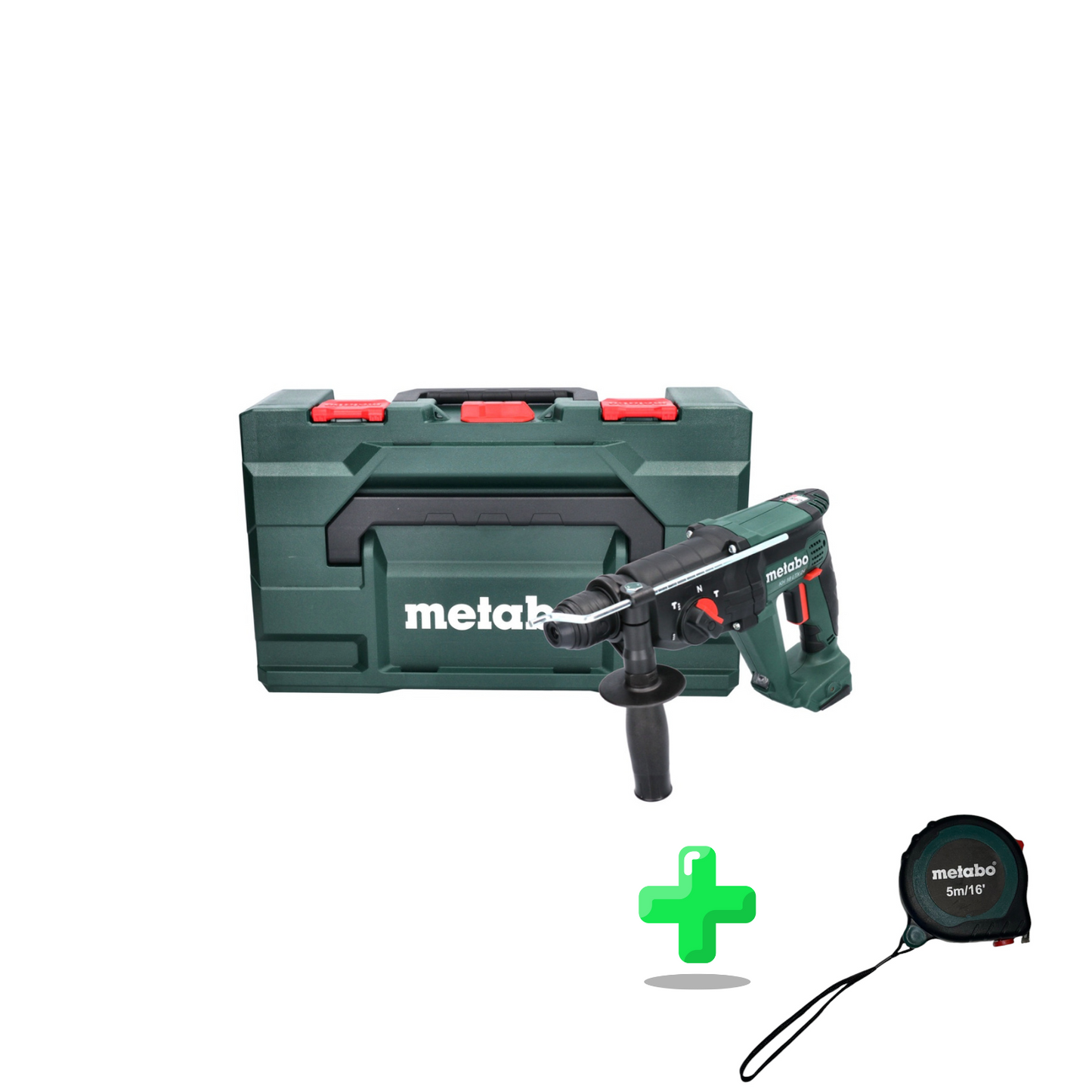 Metabo KH 18 LTX 24 Akku Kombihammer 18 V 2,1 J SDS plus + metaBOX ( 601712840 ) + Metabo Maßband 5 Meter