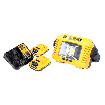 DeWalt DCL 077 D2 Akku LED Arbeitsstrahler 12 V 18 V 2000 lm IP54 + 2x Akku 2,0 Ah + Ladegerät