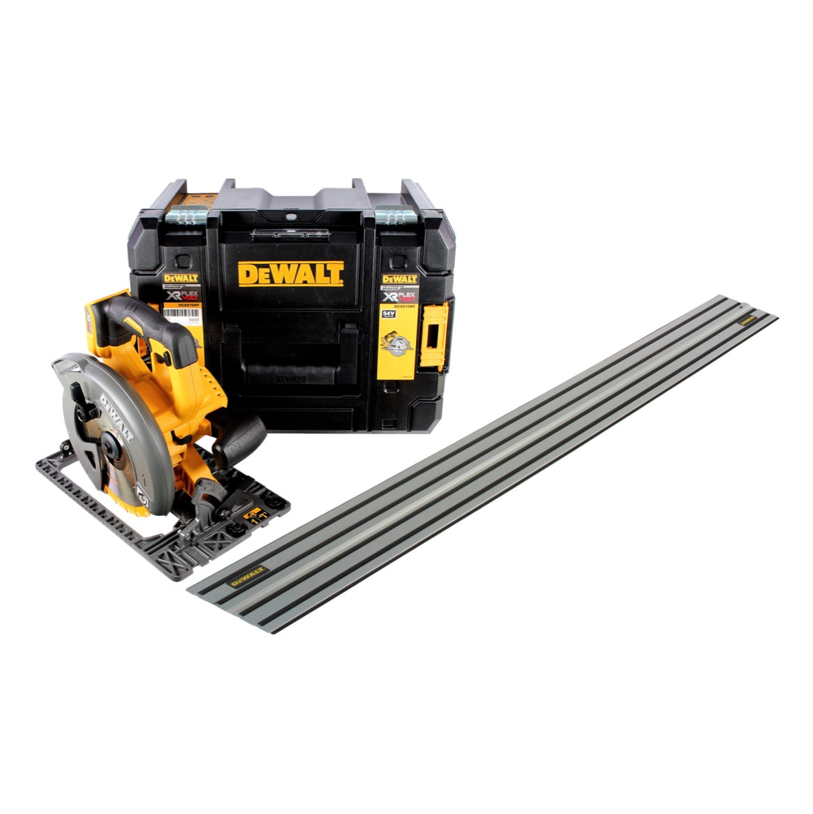 DeWalt DCS 576 NT Akku Handkreissäge 54 V FlexVolt 190 mm + Führungsschiene + T-STAK - ohne Akku, ohne Ladegerät