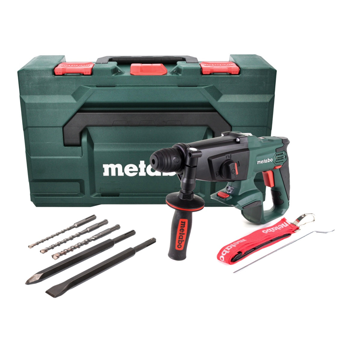 Metabo KHA 18 LTX Akku Kombihammer 18 V 2,2 J SDS Plus + 5 tlg. Bohrer und Meißel Set + metaBOX - ohne Akku, ohne Ladegerät