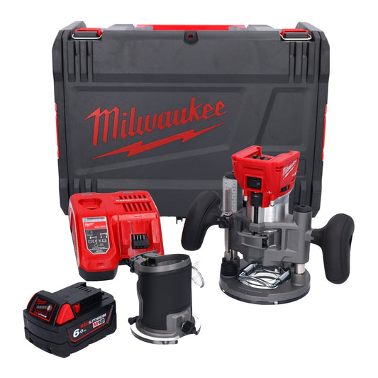 Fraiseuse à batterie Milwaukee M18 FTR-601X 18 V brushless + 1x batterie 6,0 Ah + chargeur + modules de fraisage + boîtier HD