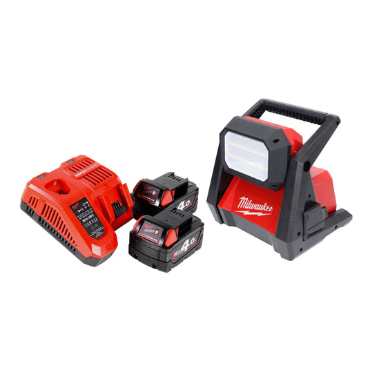 Milwaukee M18 HOAL-402FC Lampe LED pour projecteur de chantier à batterie 18 V 4000 lm + 2x batteries 4,0 Ah + chargeur