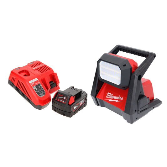 Milwaukee M18 HOAL-601FC Lampe LED pour projecteur de chantier à batterie 18 V 4000 lm + 1x batterie 6,0 Ah + chargeur