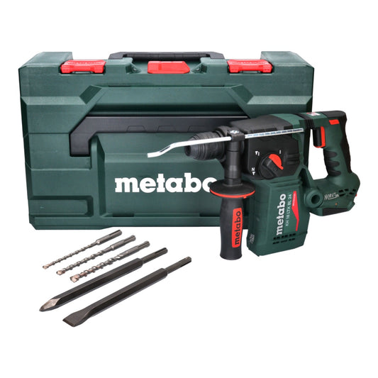 Metabo KH 18 LTX BL 24 Akku Bohrhammer 18 V 2,2 J SDS Plus Brushless + 5 tlg. Bohrer und Meißel Set + metaBOX - ohne Akku, ohne Ladegerät