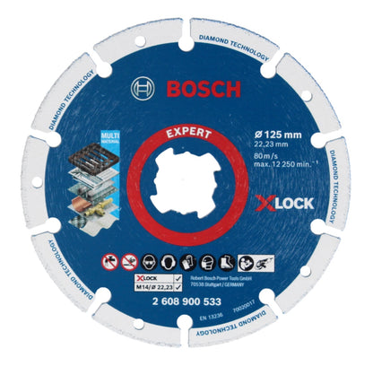 Bosch X-LOCK Trennscheiben Set Diamant Metal + Carbide Multi Wheel 125 x 22,23 mm ( 061599761M )