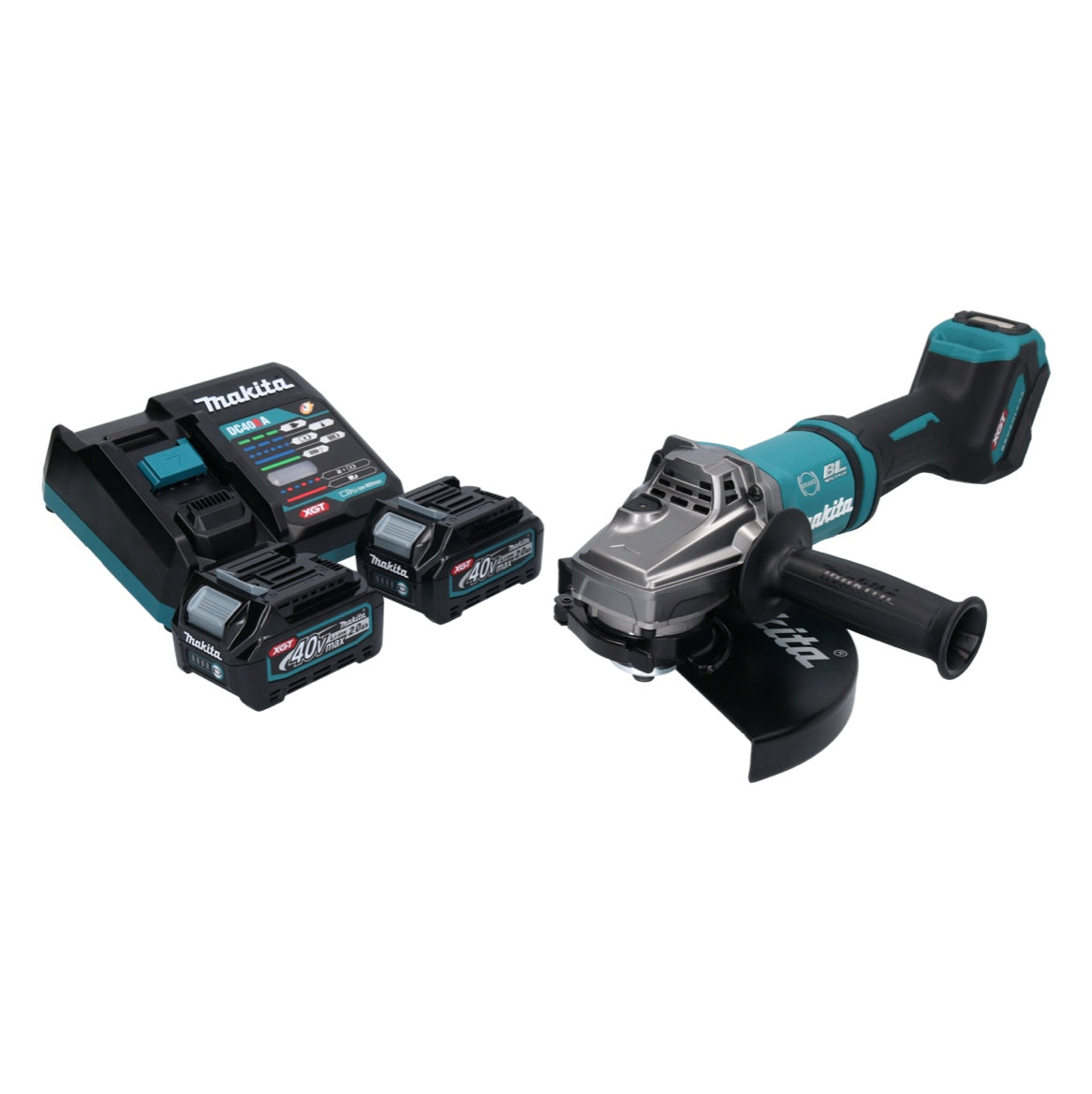 Makita GA 038 GA2 Akku Winkelschleifer 40 V max. 230 mm Brushless XGT + 2x Akku 2,0 Ah + Ladegerät