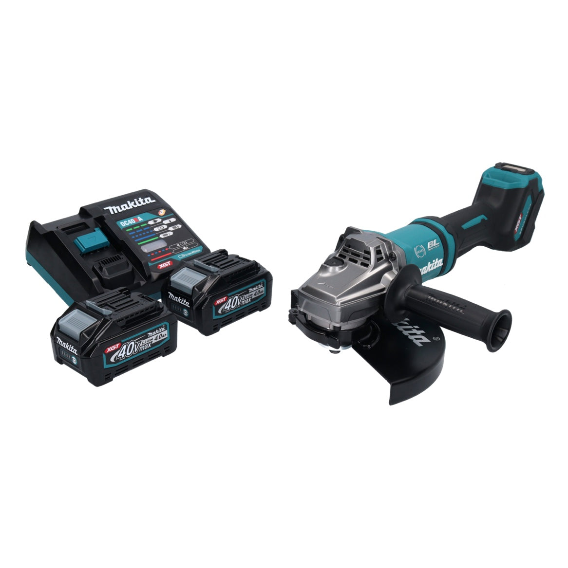 Makita GA 038 GM2 Akku Winkelschleifer 40 V max. 230 mm Brushless XGT + 2x Akku 4,0 Ah + Ladegerät