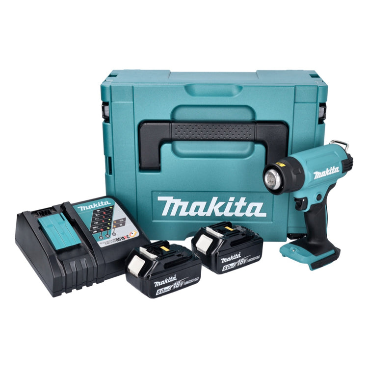 Makita DHG 180 RGJ Akku Heißluftgebläse 18 V 550 °C + 2x Akku 6,0 Ah + Ladegerät + Makpac - Toolbrothers