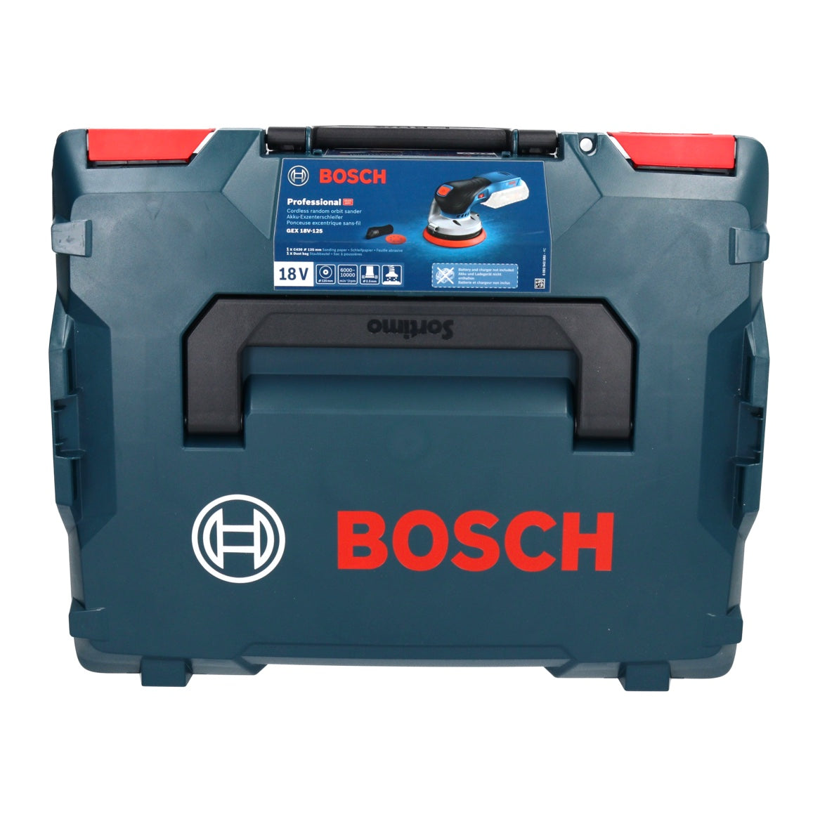 Bosch GEX 18V-125 Ponceuse excentrique professionnelle sur batterie 18 V 125 mm sans balais + 1x batterie ProCORE 5,5 Ah + L-Boxx - sans chargeur