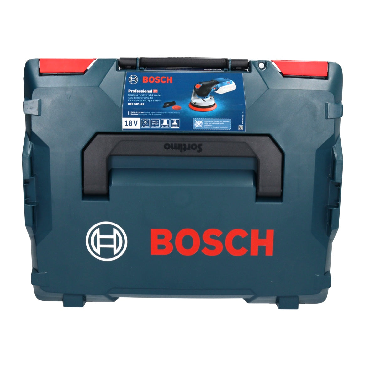 Bosch GEX 18V-125 Ponceuse excentrique professionnelle sur batterie 18 V 125 mm sans balais + 2x batterie ProCORE 5,5 Ah + chargeur + L-Boxx