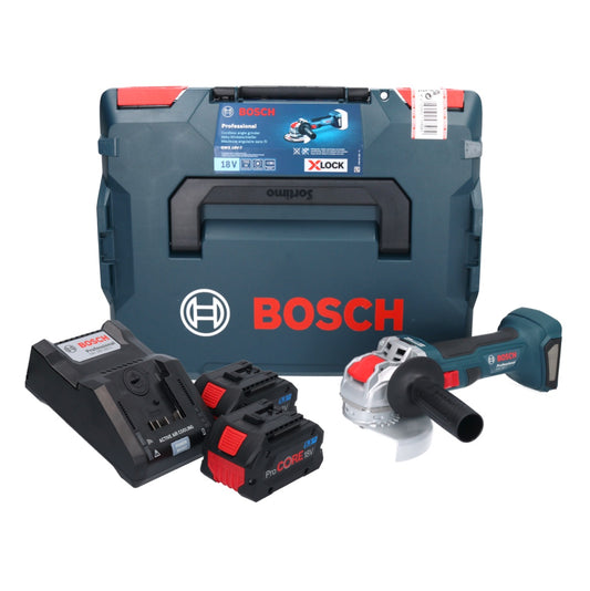 Bosch GWX 18V-7 Professional Akku Winkelschleifer 18 V 125 mm Brushless X-LOCK + 2x ProCORE Akku 5,5 Ah + Ladegerät + L-Boxx