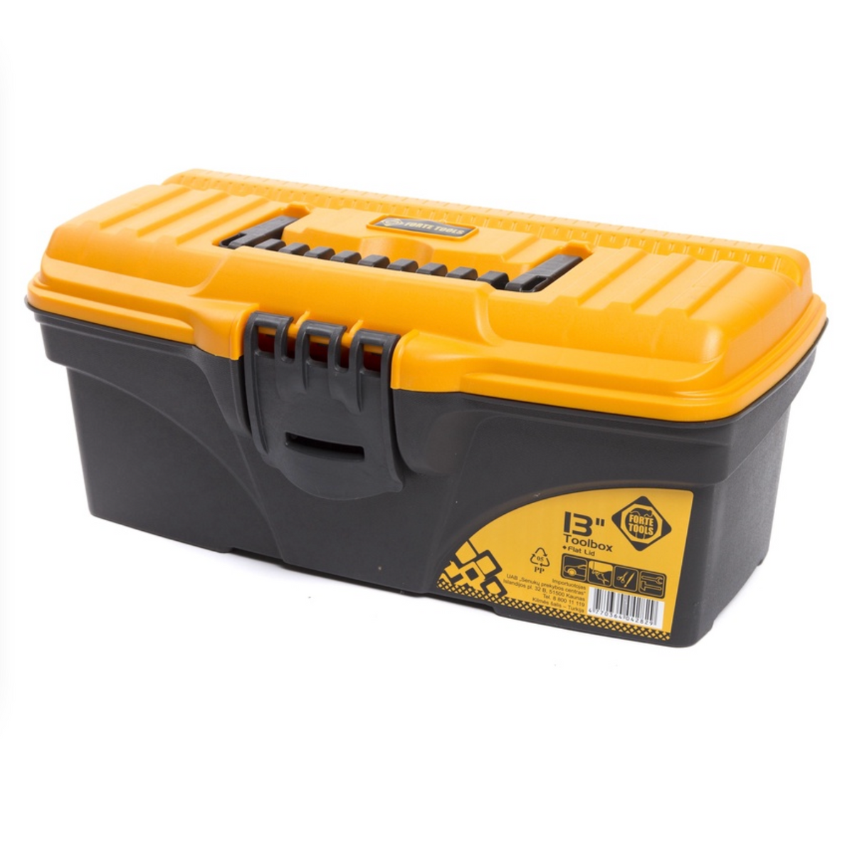 FORTE Tools Toolbox in 16,5x13,6x32 cm, Werkzeugkoffer, Koffer mit Metall-Laschen und internen Organizer, herausnehmbar, abschließbar ( 000051144545 ) - Toolbrothers