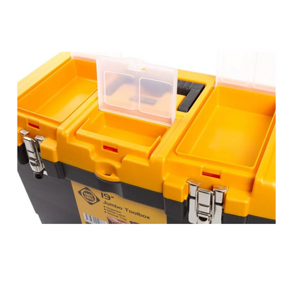 FORTE Tools JMT-19 Jumbo Toolbox in 48x32x24 cm, Werkzeugkoffer, Koffer mit Metall-Laschen und internen Organizer, herausnehmbar, abschließbar ( 000051144549 )