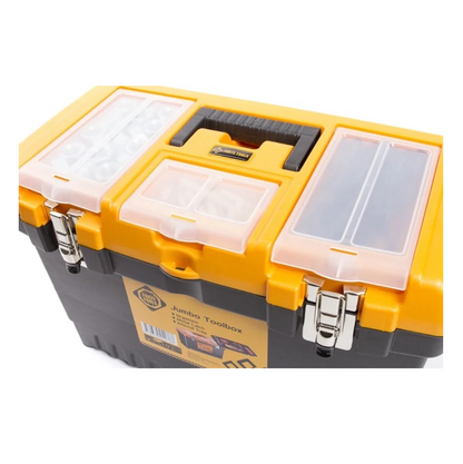 FORTE Tools JMT-19 Jumbo Toolbox in 48x32x24 cm, Werkzeugkoffer, Koffer mit Metall-Laschen und internen Organizer, herausnehmbar, abschließbar ( 000051144549 )