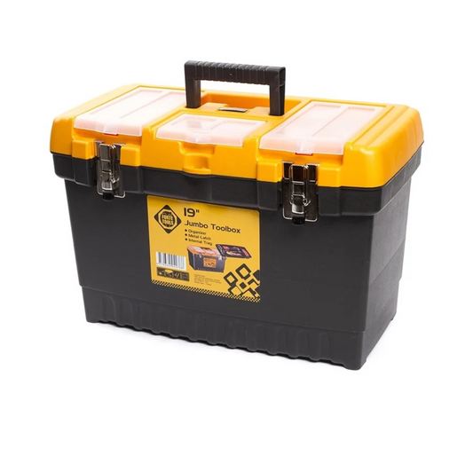 FORTE Tools JMT-19 Jumbo Toolbox in 48x32x24 cm, Werkzeugkoffer, Koffer mit Metall-Laschen und internen Organizer, herausnehmbar, abschließbar ( 000051144549 )