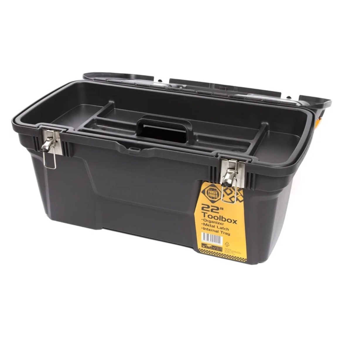 FORTE Tools MG-22 Jumbo Toolbox in 58x23x31 cm, Werkzeugkoffer, Koffer mit Metall-Laschen und internen Organizer, herausnehmbar, abschließbar ( 000051144585 ) - Toolbrothers