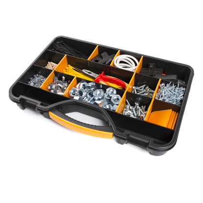 Forte Tools ORG-24 Werkzeugbox in 51x35x7 cm, Aufbewahrungsbox, Organizer mit 18 verschiedenen Fächern, entnehmbar, stabile Box, kratzfester Deckel ( 000051144820 )