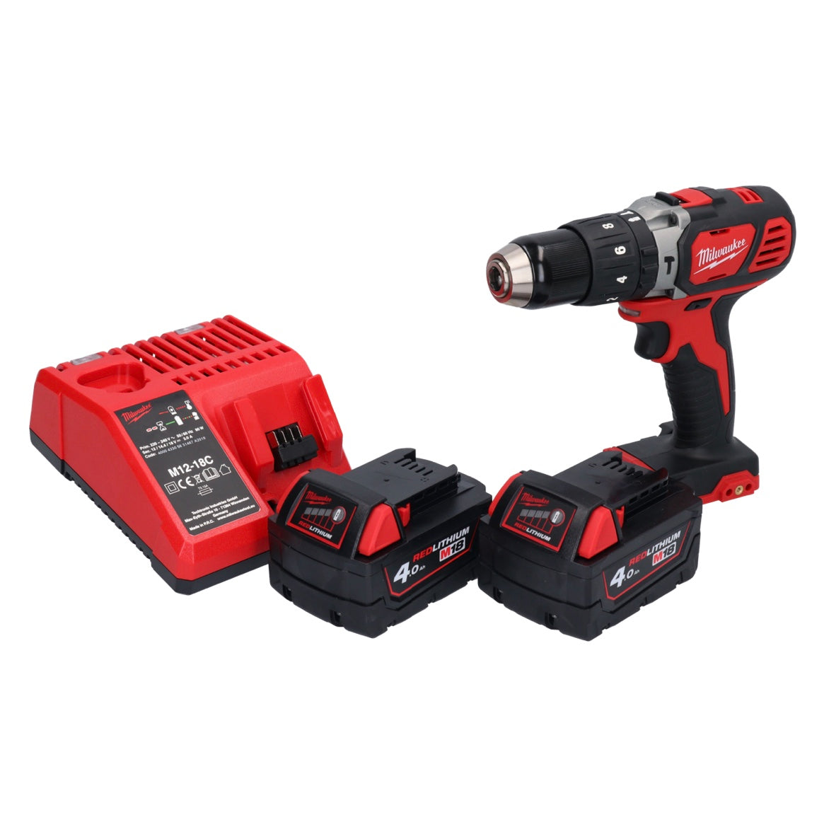 Milwaukee M18 BPD-402 Akku Schlagbohrschrauber 18 V 60 Nm + 2x Akku 4,0 Ah + Ladegerät