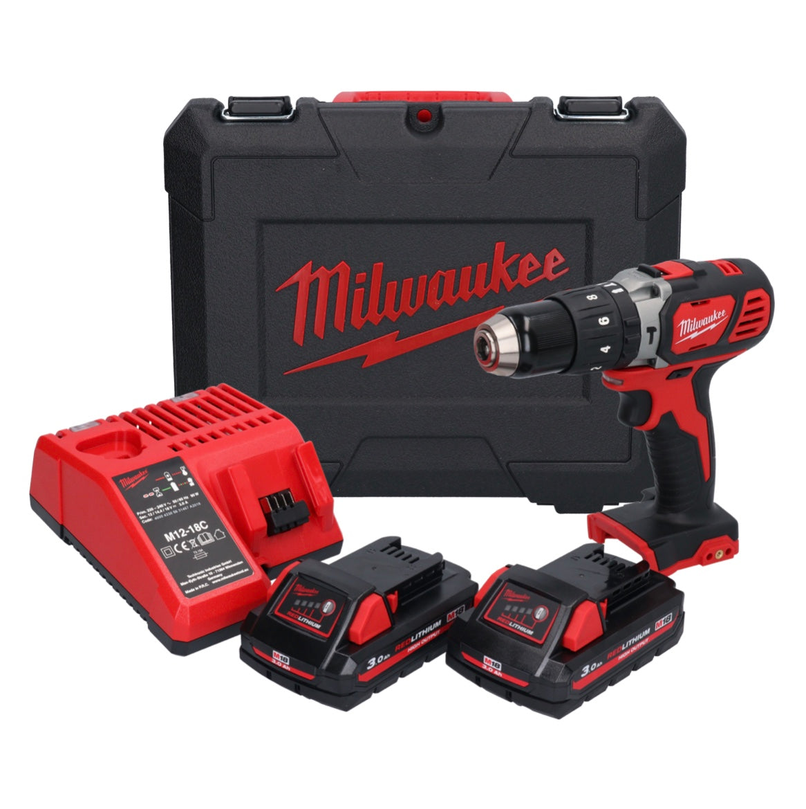 Perceuse à percussion sans fil Milwaukee M18 BPD-302C 18 V 60 Nm + 2x batteries 3,0 Ah + chargeur + mallette