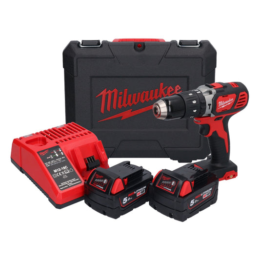 Perceuse à percussion sans fil Milwaukee M18 BPD-502C 18 V 60 Nm + 2x batteries 5,0 Ah + chargeur + mallette