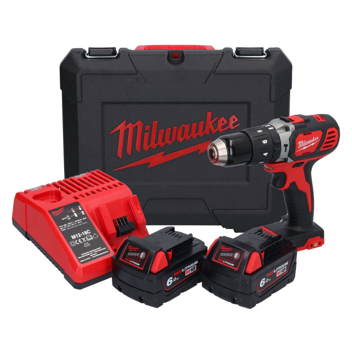 Perceuse à percussion sans fil Milwaukee M18 BPD-602C 18 V 60 Nm + 2x batteries 6,0 Ah + chargeur + mallette