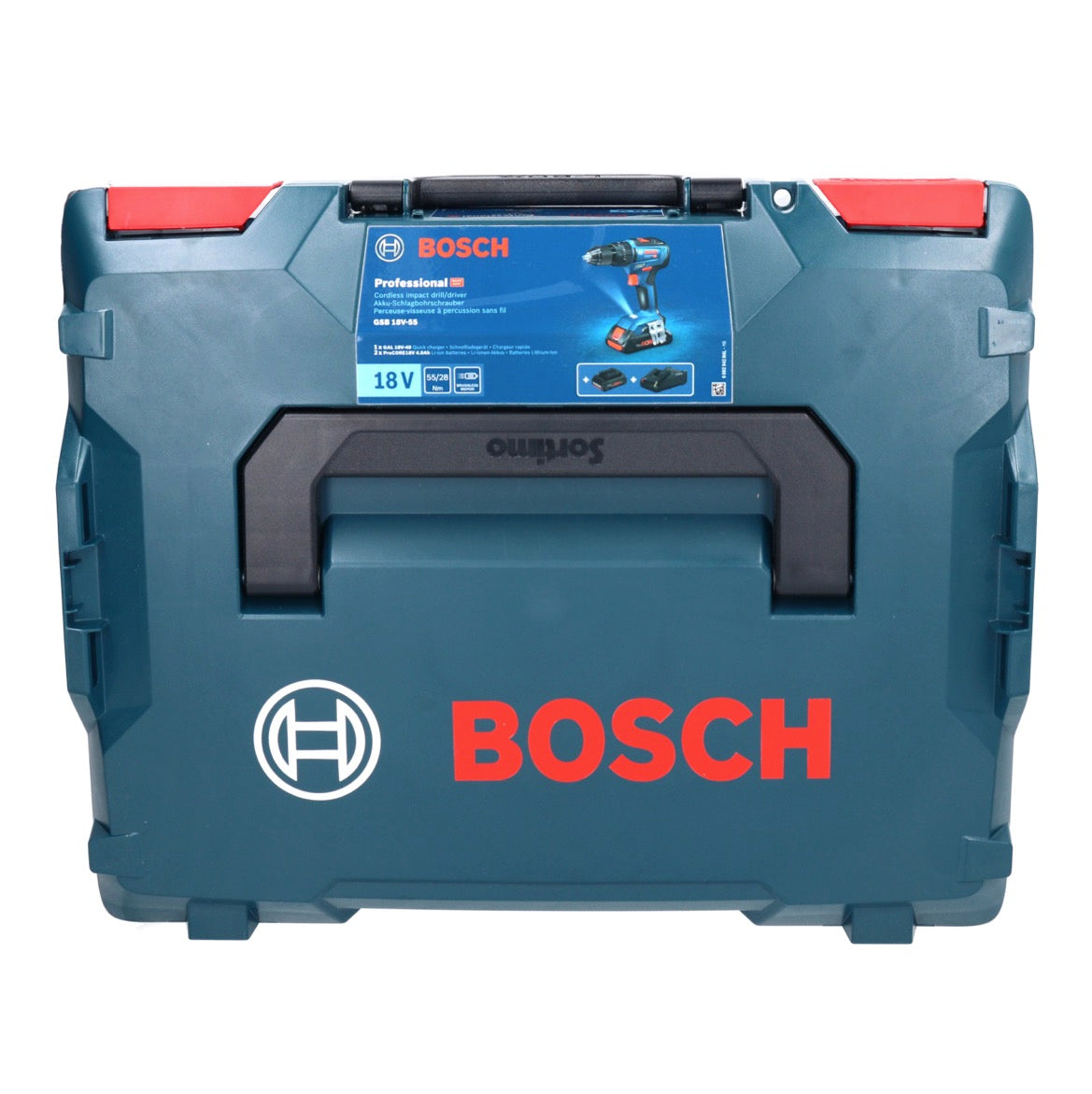 Bosch GSB 18V-55 Professional perceuse à percussion sans fil 18 V 55 Nm sans balais + 1x batterie 2,0 Ah + L-Boxx - sans chargeur