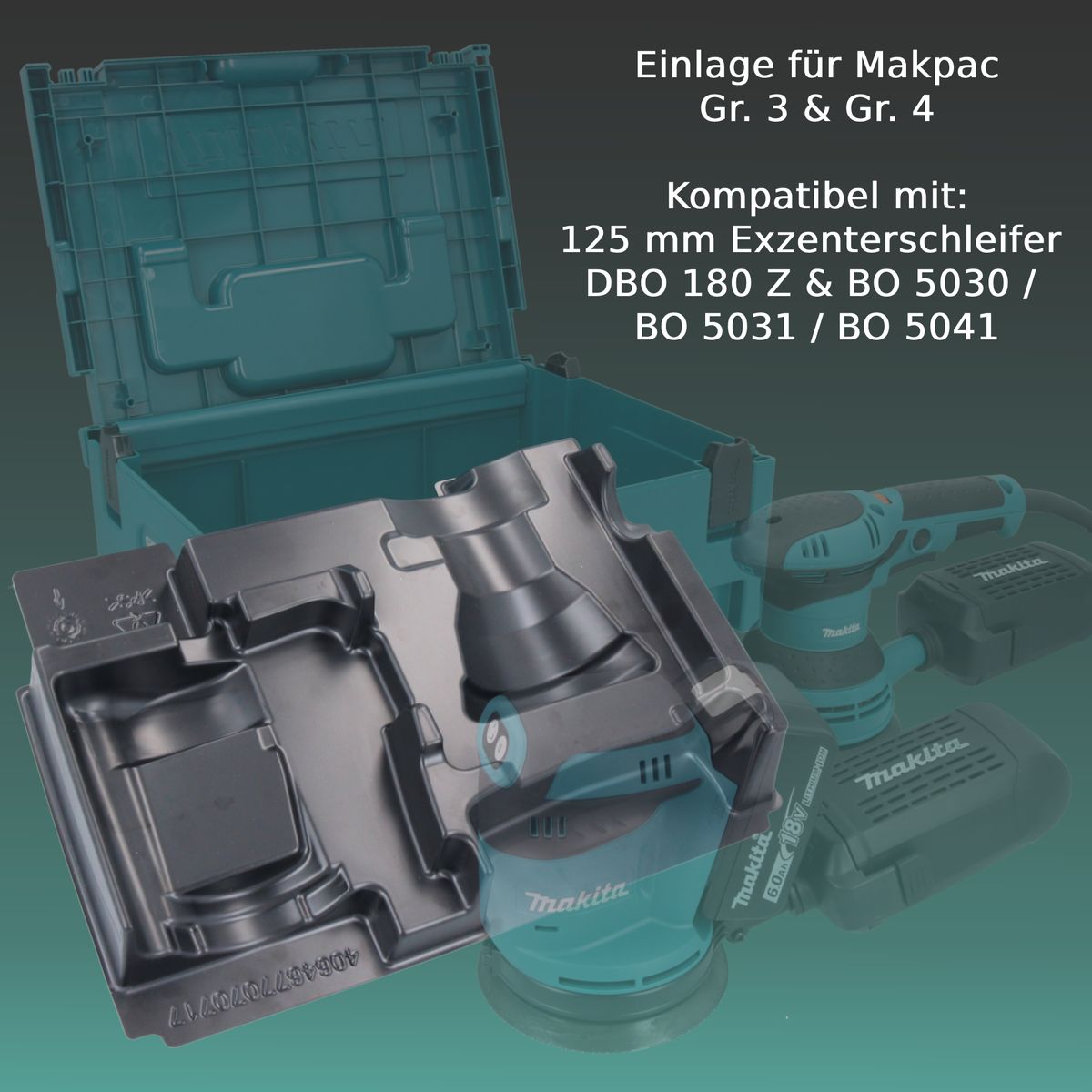 Toolbrothers passende MAKPAC Kunststoff Einlage für DBO / BO 125 mm Exzenterschleifer / LXT 18V Akkus & Ladegeräte - Toolbrothers