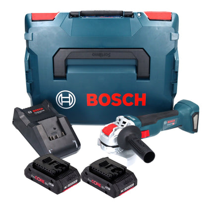 Bosch GWX 18V-10 Professional Akku Winkelschleifer 18 V 125 mm  X-LOCK Brushless + 2x ProCORE Akku 4,0 Ah + Ladegerät + L-Boxx