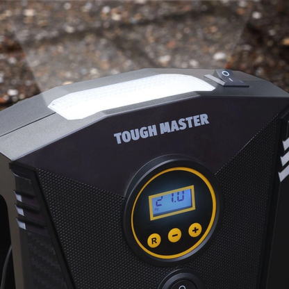 TOUGH MASTER Digitaler Reifenfüller 12 V, für Auto- und Fahrradreifen mit automatischer Abschaltung, 3x Adapterdüsen, 1x Ersatzsicherung ( TM-TС110D ) - Toolbrothers