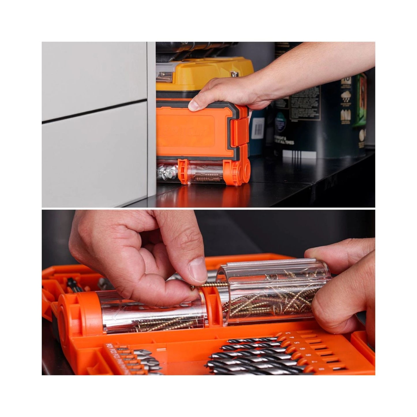 Jeu de 51 forets et embouts de tournevis WellCut en acier HSS, avec porte-embout magnétique et étui de rangement portable (‎WC-DB51U)