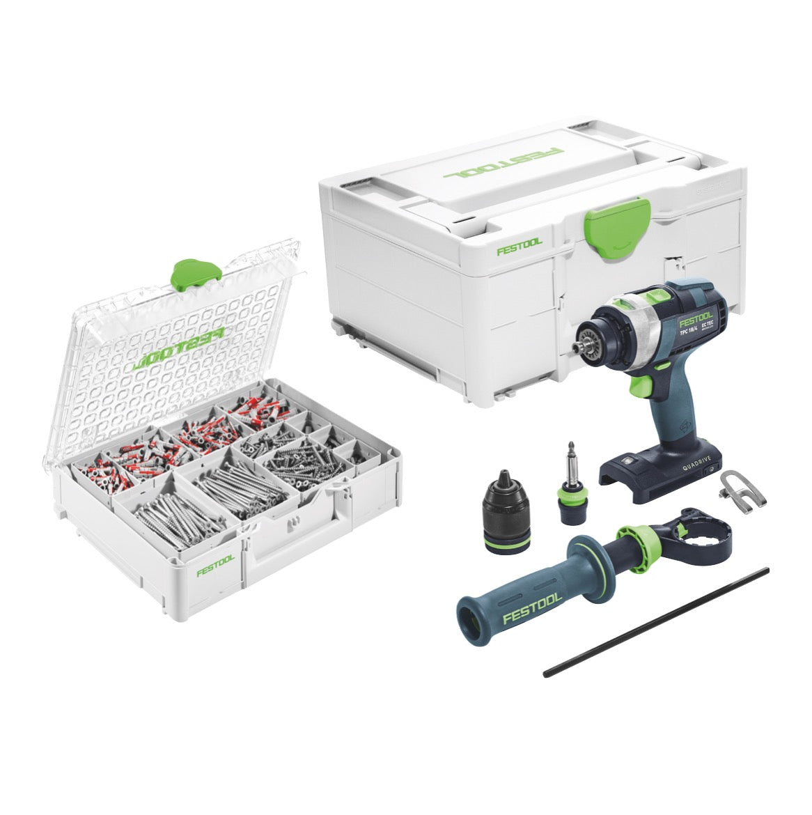 Festool TPC 18/4 I-Basic Akku Schlagbohrschrauber 18 V 75 Nm ( 575604 ) Brushless + 650 tlg. Schrauben und Dübel Sortiment + Systainer - ohne Akku, ohne Ladegerät - Toolbrothers