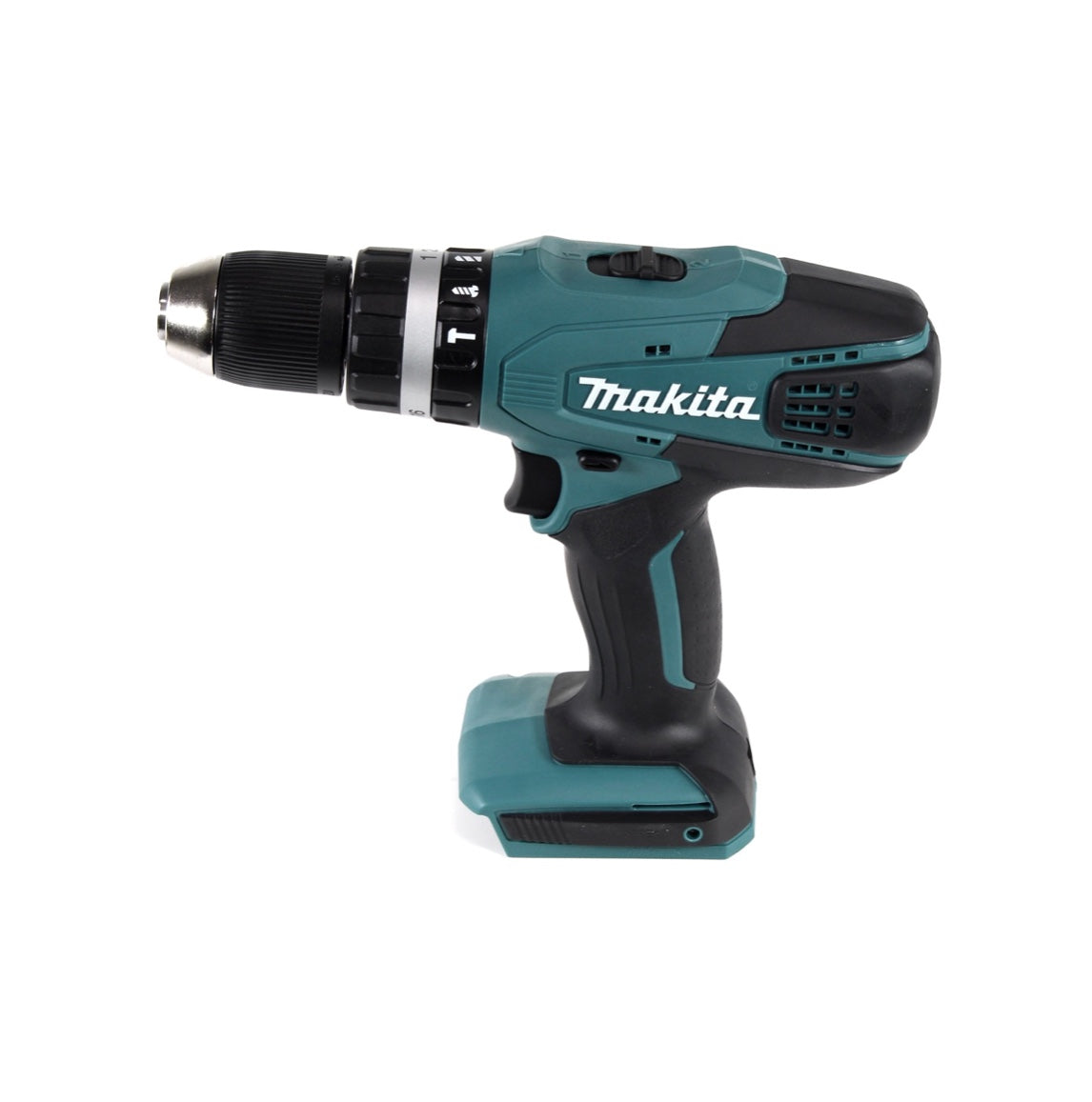 Makita HP 457 DWE perceuse à percussion sans fil 18 V + taille-haie sans fil UH 522 DZ 18 V 52 cm (série G) + 2 batteries 1,5 Ah + chargeur + set de 74 pièces